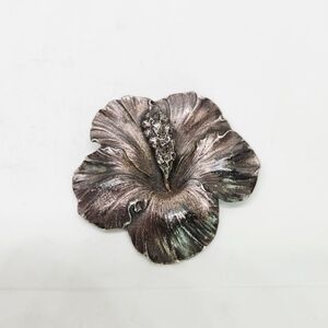 Vtg Deco Gumps Cini Guglielmo Sterling Silver Hawaiian Hibiscus Flower Brooch